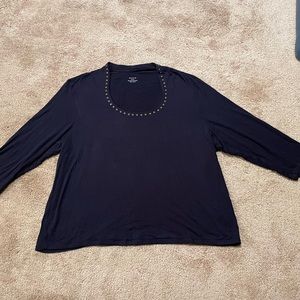 Navy Blue Top sz 3X with Gold Tone Studs